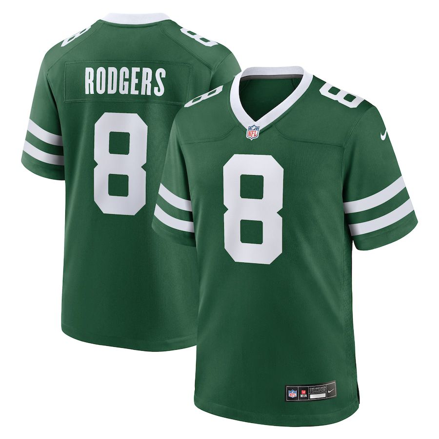 Men New York Jets #8 Aaron Rodgers Nike Legacy Green Game NFL Jersey